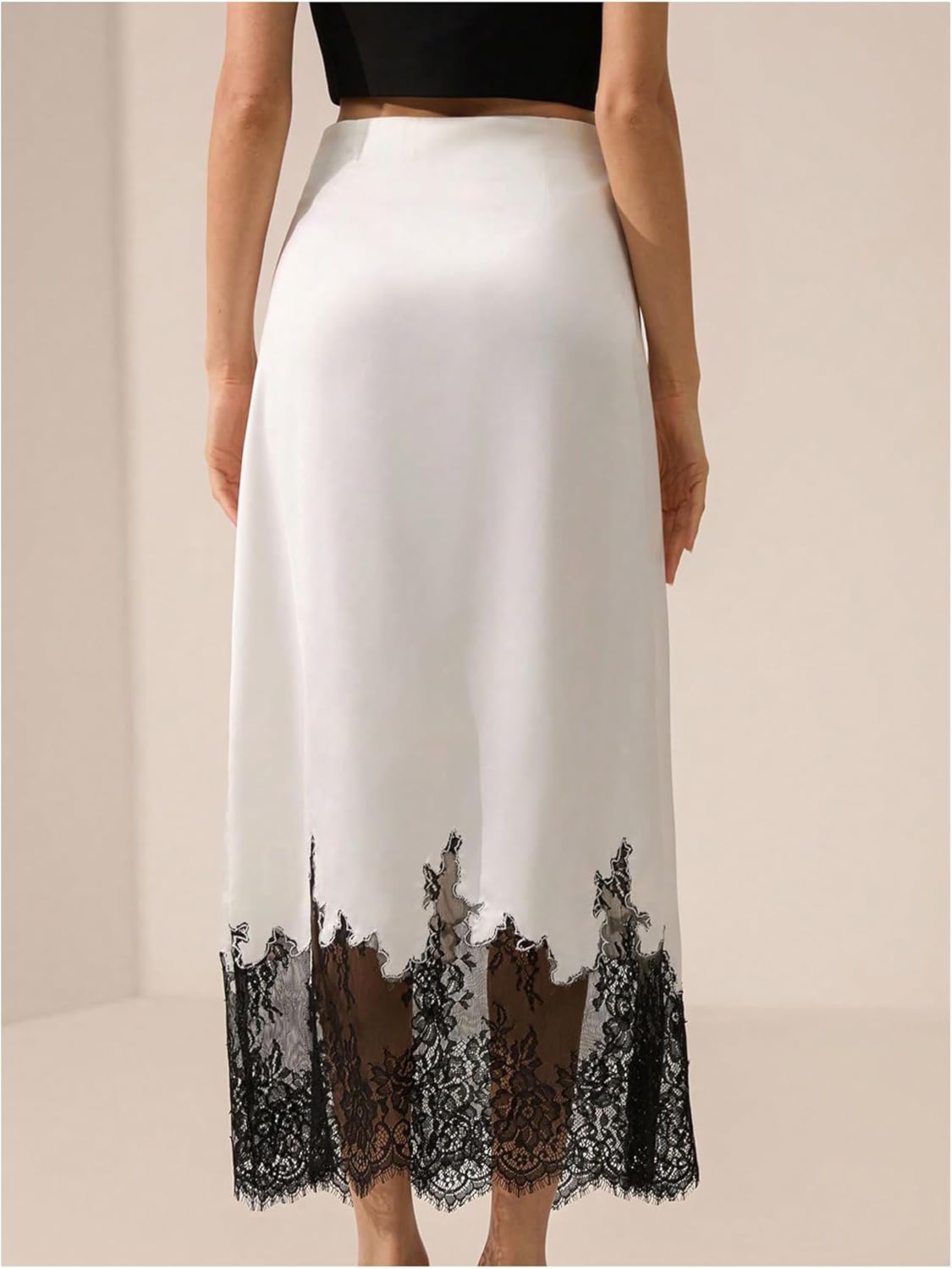 MakeMeChic Women's Floral Lace Maxi Skirt Low Waist A Line Elegant Flowy Long Skirts