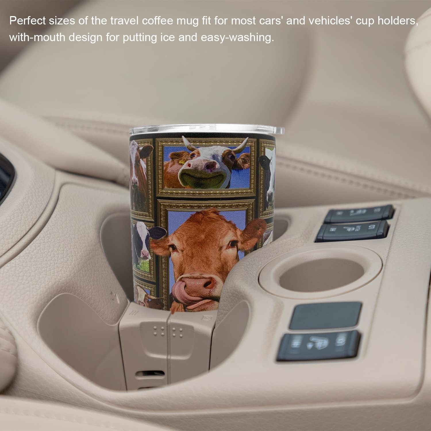 Cow Tumbler Cup with Lid Spill Proof Iced Coffee Travel Mug Insulated Stainless Steel Water Bottle 20 Oz Cold Drink Thermal Cups