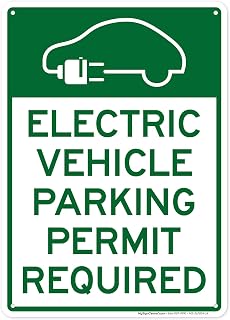 Electric Vehicle Parking Permit Required Sign, 10x14 Inches, Rust Free .040 Aluminum, Fade Resistant, Made in USA by My Sign Center