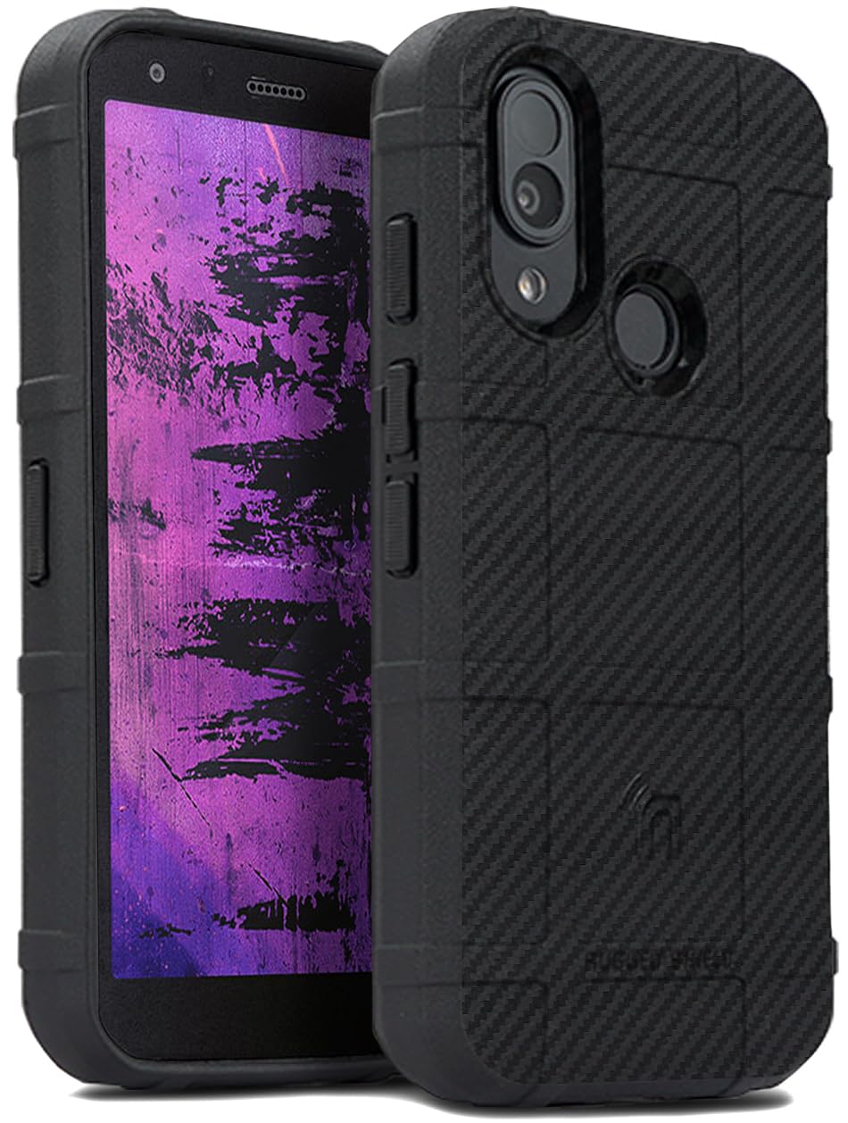 Nakedcellphone Case for CAT S62 PRO Phone, Special Ops Tactical Armor Rugged Shield Protective Cover - Black Carbon Fiber Design