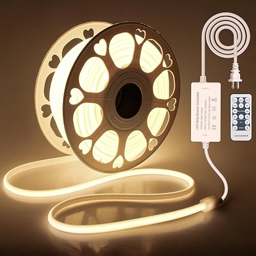 Miniatura 7 de COB Tira de Luces LED de 10 Pies 6000K Luz Diurna Blanca CA 110V-120V Luces de Cuerda LED Exterior Impermeable IP65 Alta Densidad 288LEDs/M Tira de