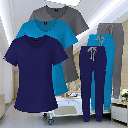 Miniatura 6 de VIAOLI Uniformes médicos, enfermeras, médicos, enfermería, hospital, conjunto de camiseta y pantalones deportivos, ropa de trabajo para clínica