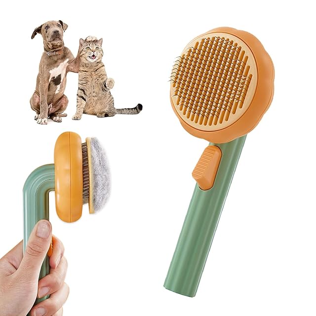 Cepillo de calabaza para mascotas, cuidado de mascotas, cepillo autolimpiable para perros, gatos, cachorros
