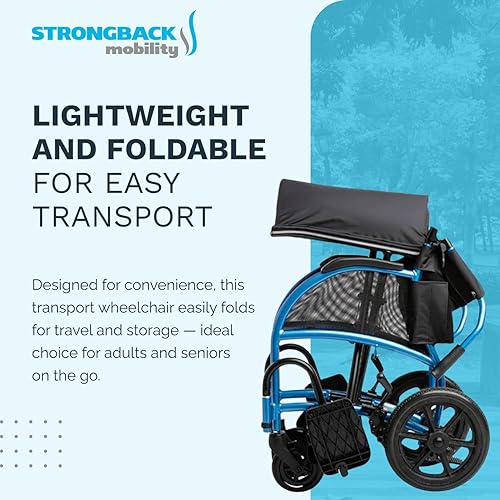 Miniatura 3 de Strongback Mobility Excursion Silla de ruedas plegable y ligera, soporte lumbar ajustable integrado, promueve una columna vertebral saludable, 12S+AB