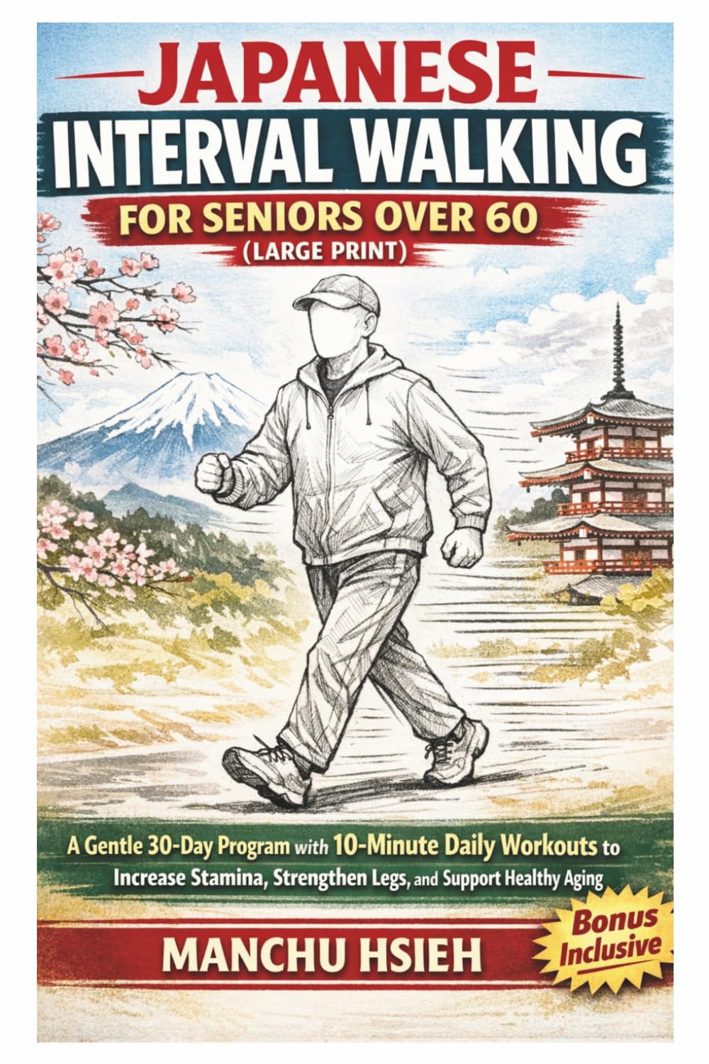 Japanese Interval Walking for Seniors Over 60 (Large Print): A Gentle 30-Day Program with 10-Minute Daily Workouts to Increase Stamina, Strengthen Legs, and Support Healthy Aging