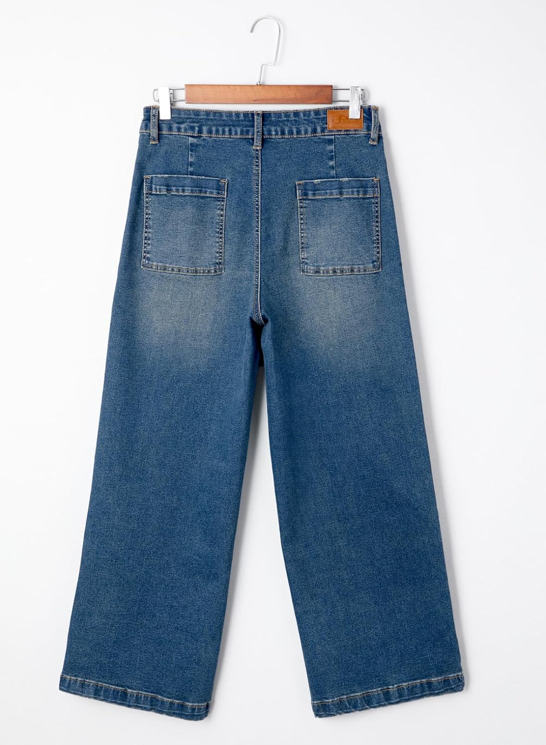 Sidefeel Women’s Wide Leg Jeans High Waisted Stretchy Jeans Straight Leg Loose Fit Zimbaplatinum Ankle Denim Pants