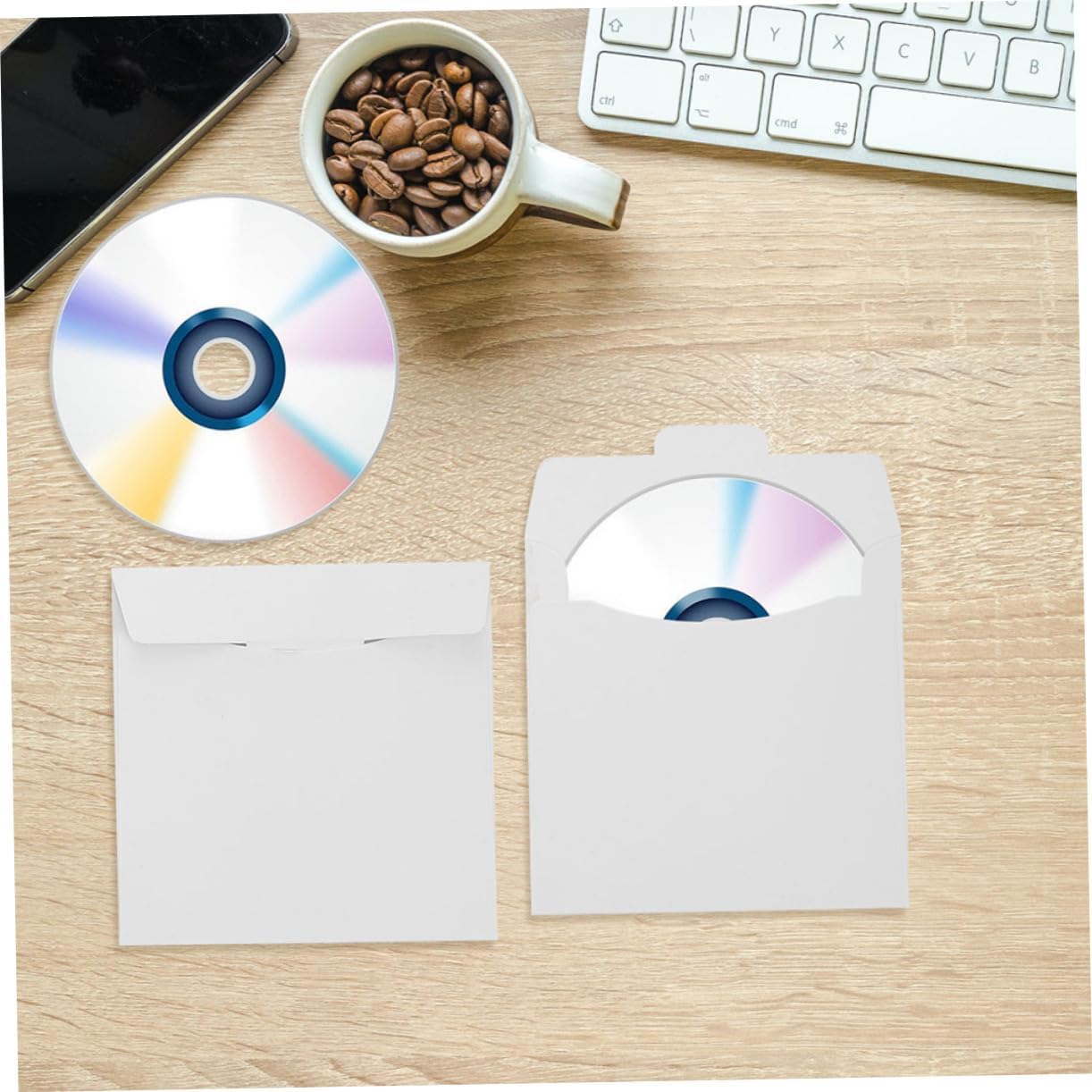 10-Pack White Cardboard CD/DVD Mailer Envelopes Secure Storage for Discs Slim Design for Easy Shipping for Media and Album Organization