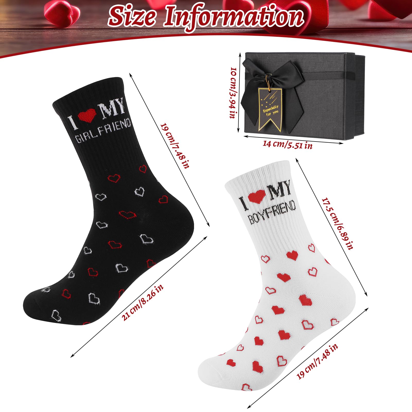 Funny Couple Socks for Boyfriend/Husband with Gifts Box, I Love My Boyfriend/Girlfriend Socks, Boyfriend/Husband Romantic Gifts for Anniversary Birthday