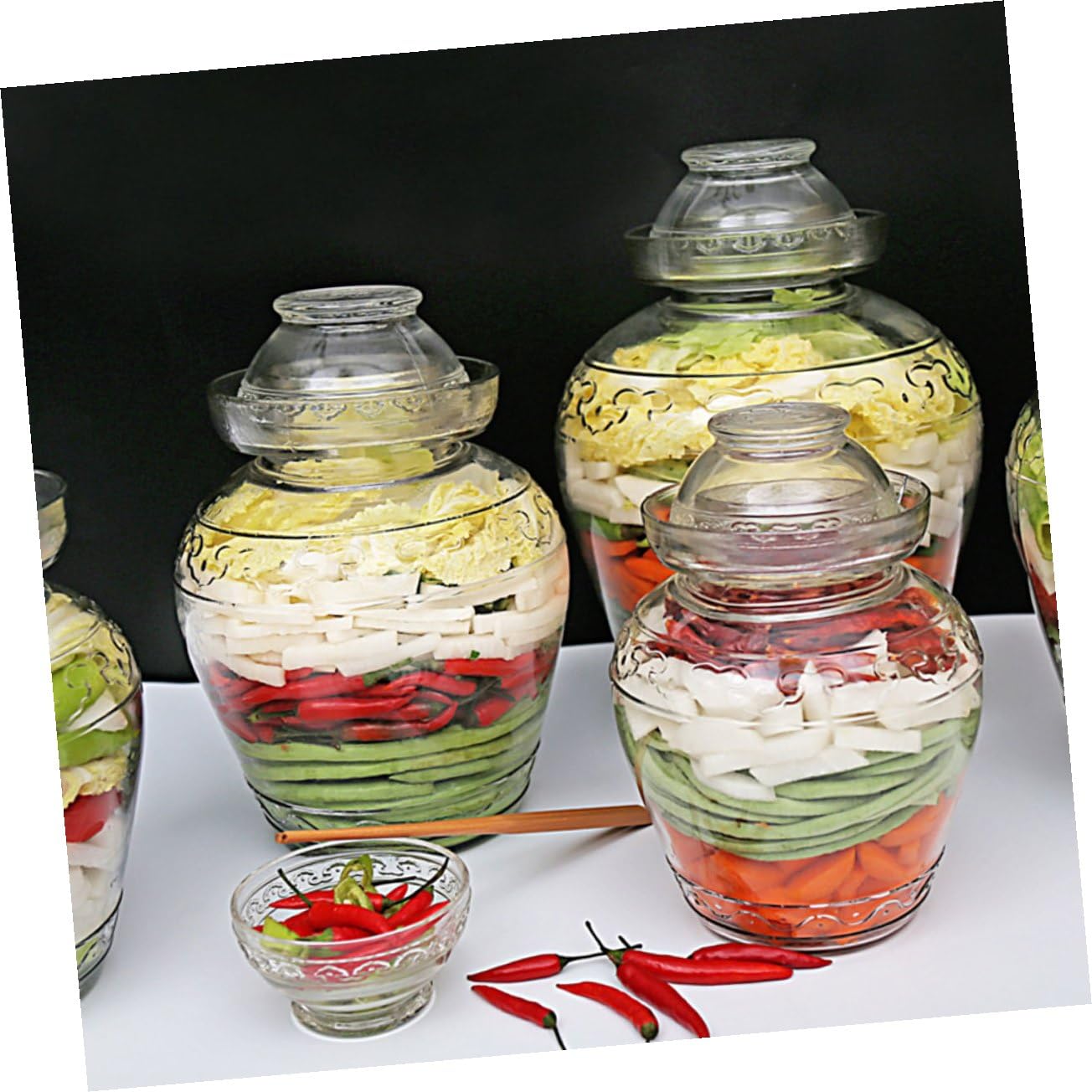 DOITOOL Gurkenbehälter aus Glas 2, 5l mit Breiter Öffnung, Transparent | Essiggurken und Sauerkraut, Einfache Sichtkontrolle, Praktisches Lebensmittelglas