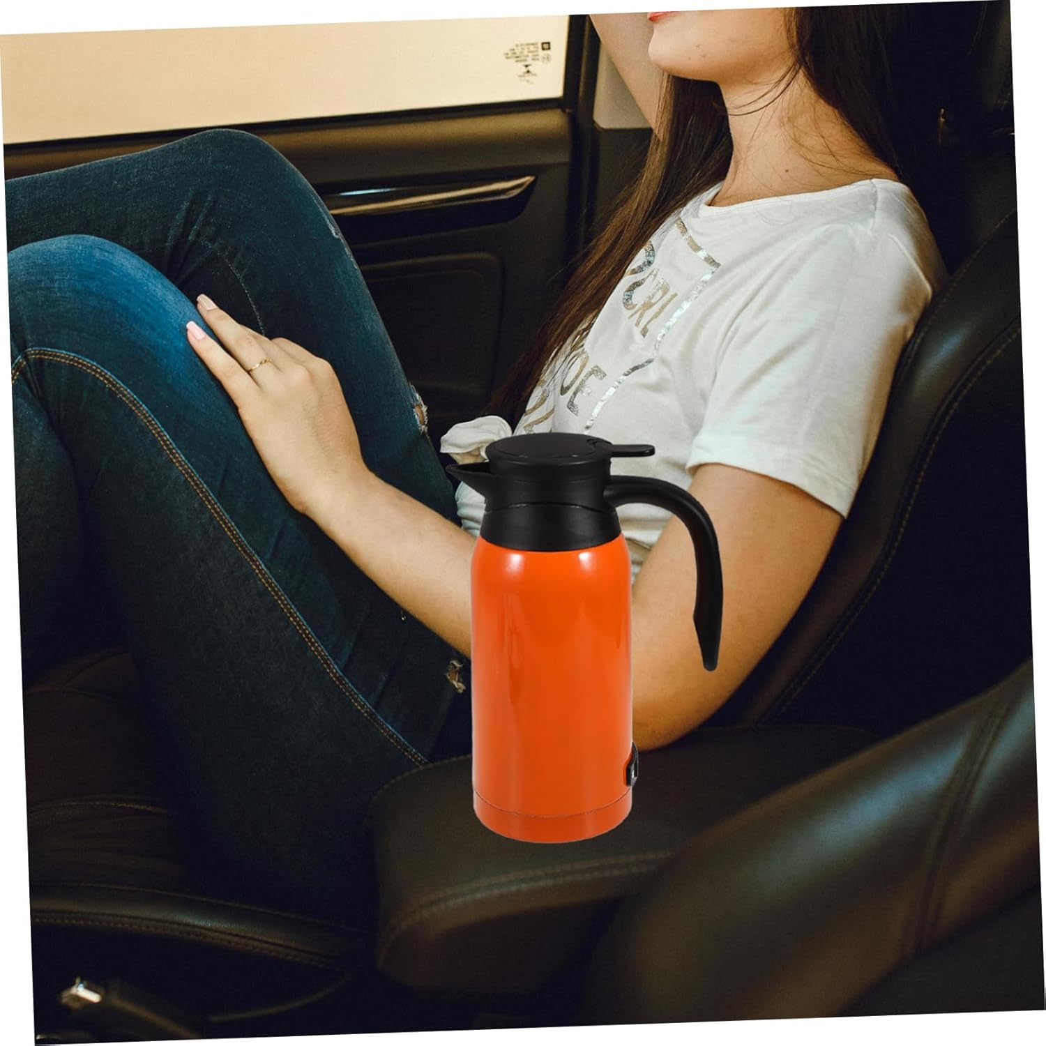 PRETYZOOM Car Electric Heating Kettle Capacity Travel Water Boiler Portable Heated Water Pot for Car Insulated Electric Kettle for Camping and Road Trips