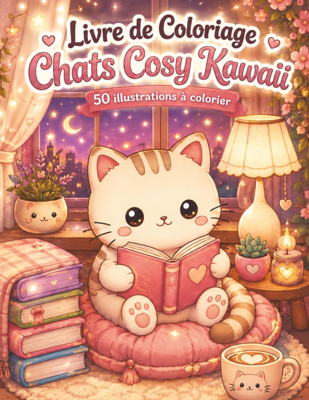 Livre de Coloriage Chats Cosy Kawaii: 50 escapades fleuries pour adultes et ados — jardin, serre lumineuse, pique-nique et détente créative