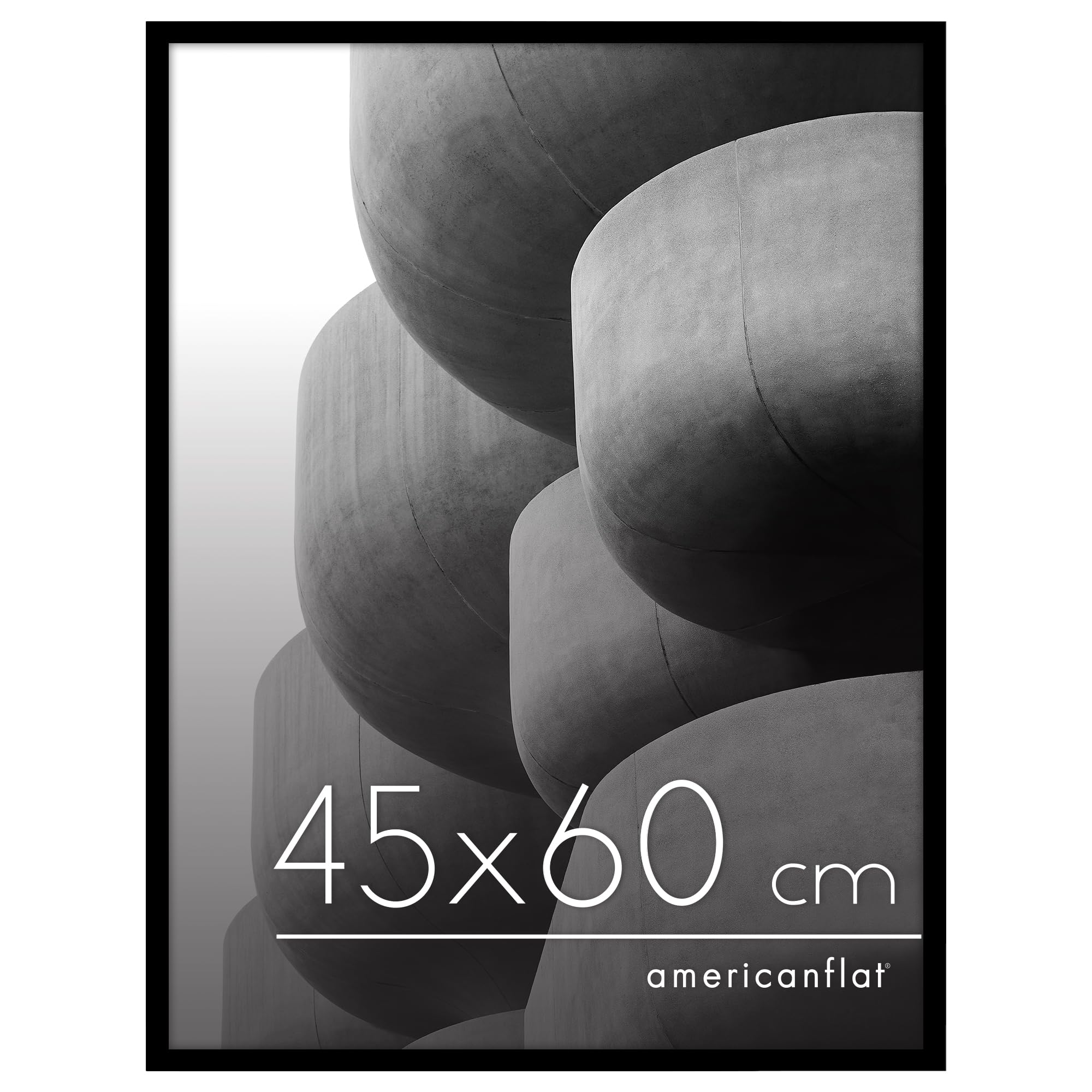 Americanflat 45x60 cm Picture Frame with Polished Plexi Cover - Streamline Collection - Thin Border Picture Frame for Wall Display - Hanging Hardware Included - Black