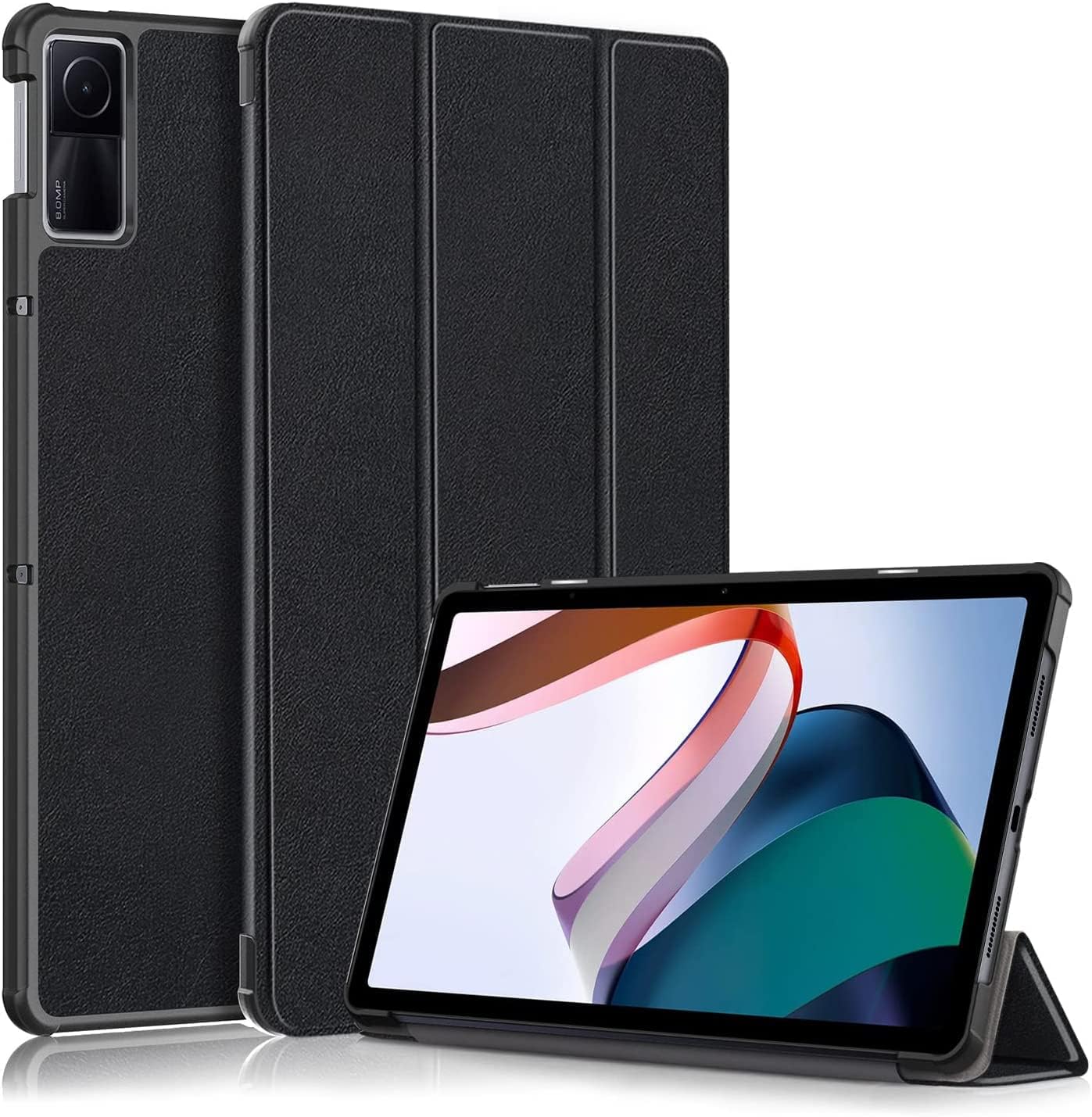 YIMICO Case for Xiaomi Redmi Pad 10.61 inch Released 2022, Tri fold Slim Lightweight Hard Shell Smart Protective Cover with Multi-Angle Stand (BLACK)