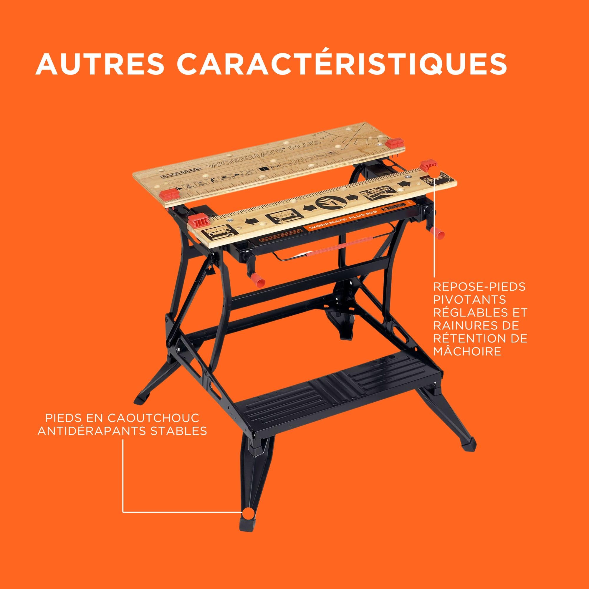 BLACK+DECKER Workmate 825 Établi Deluxe Double Hauteur WM825-XJ