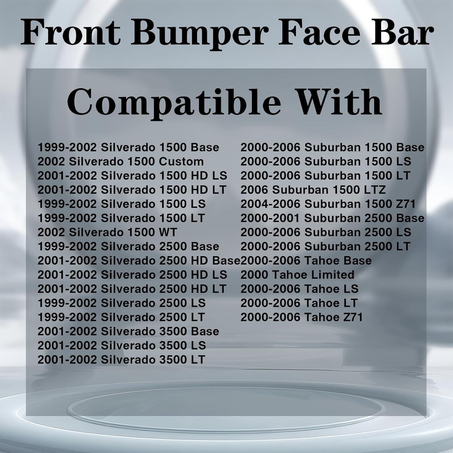 New Aftermarket Front Bumper Chrome Compatible With Chevy 1999-2002 For Silverado 1500 2500 3500 & 2000-2006 For Suburban/Tahoe 12336026 GM1002376