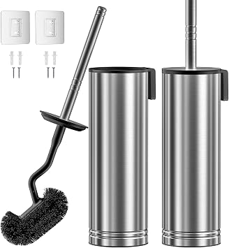 HAMITOR Toilet Brush and Holder Set for New Home Essentials Deep Clean