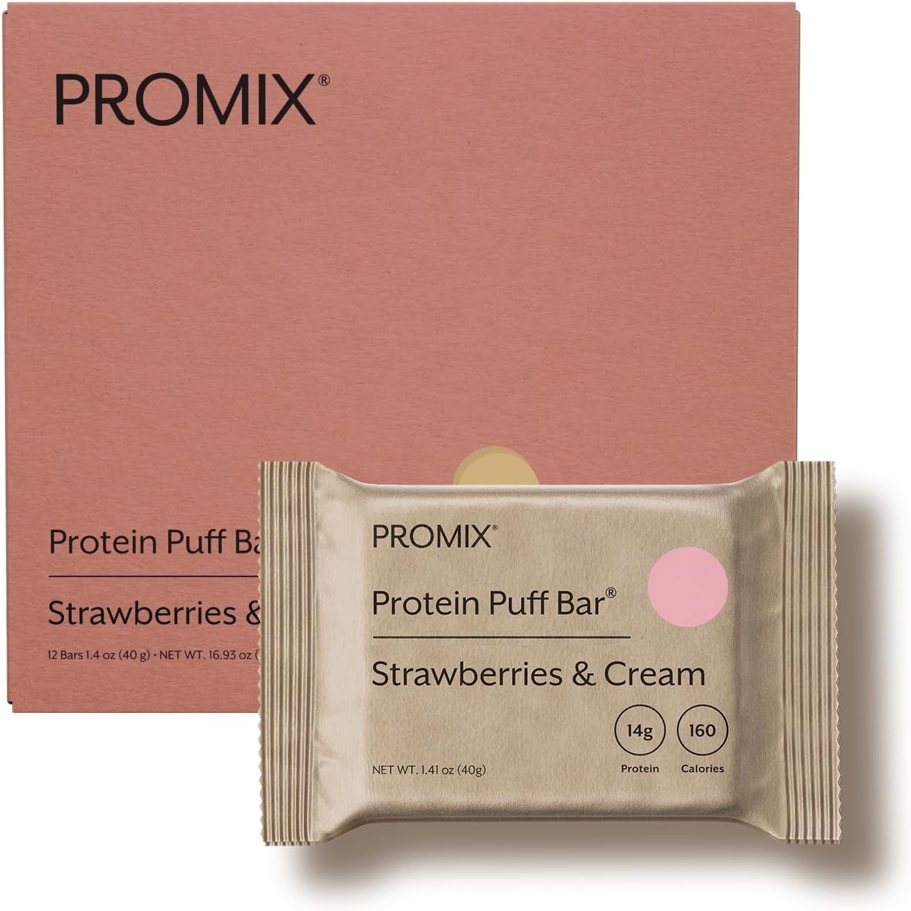 Whey Protein Isolate Puff Bar, Low Carb Healthy Snack with Egg Whites - Grass Fed,Gluten Free, Low Sugar, Soy Free (Strawberries & Cream) - 12 Bars