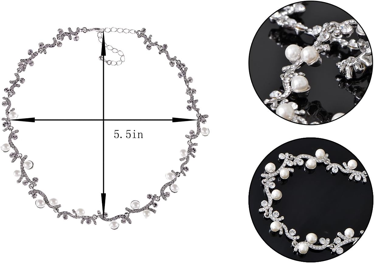 Alilang Silver Tone S-shape Faux Pearl Bead Clear Crystal Rhinestone Necklace Bracelet Earrings Jewelry Set
