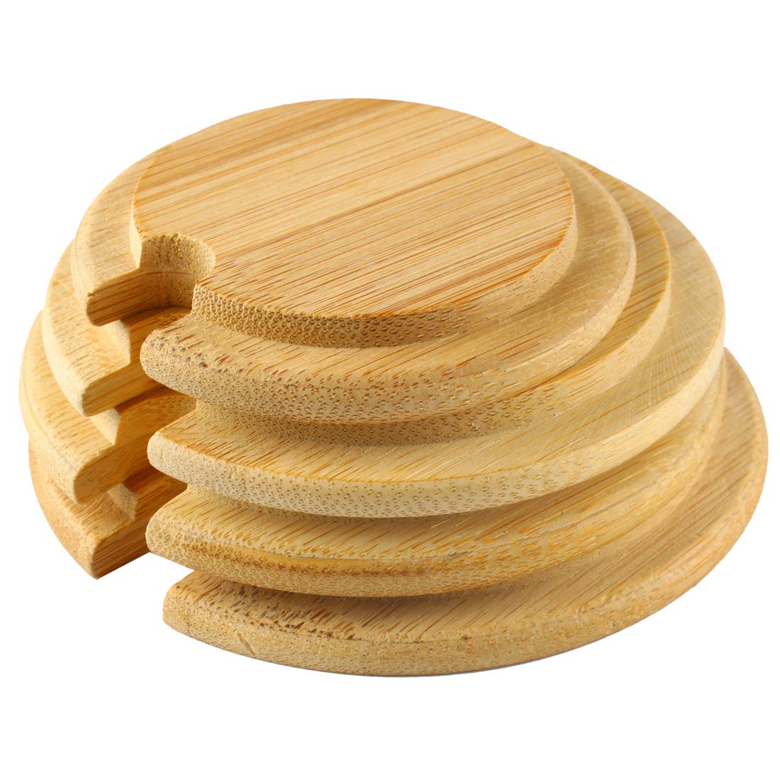 AnduxWooden Mug Cover Bamboo Cup Lids with Spoon Hole BG-01 Pack of 4
