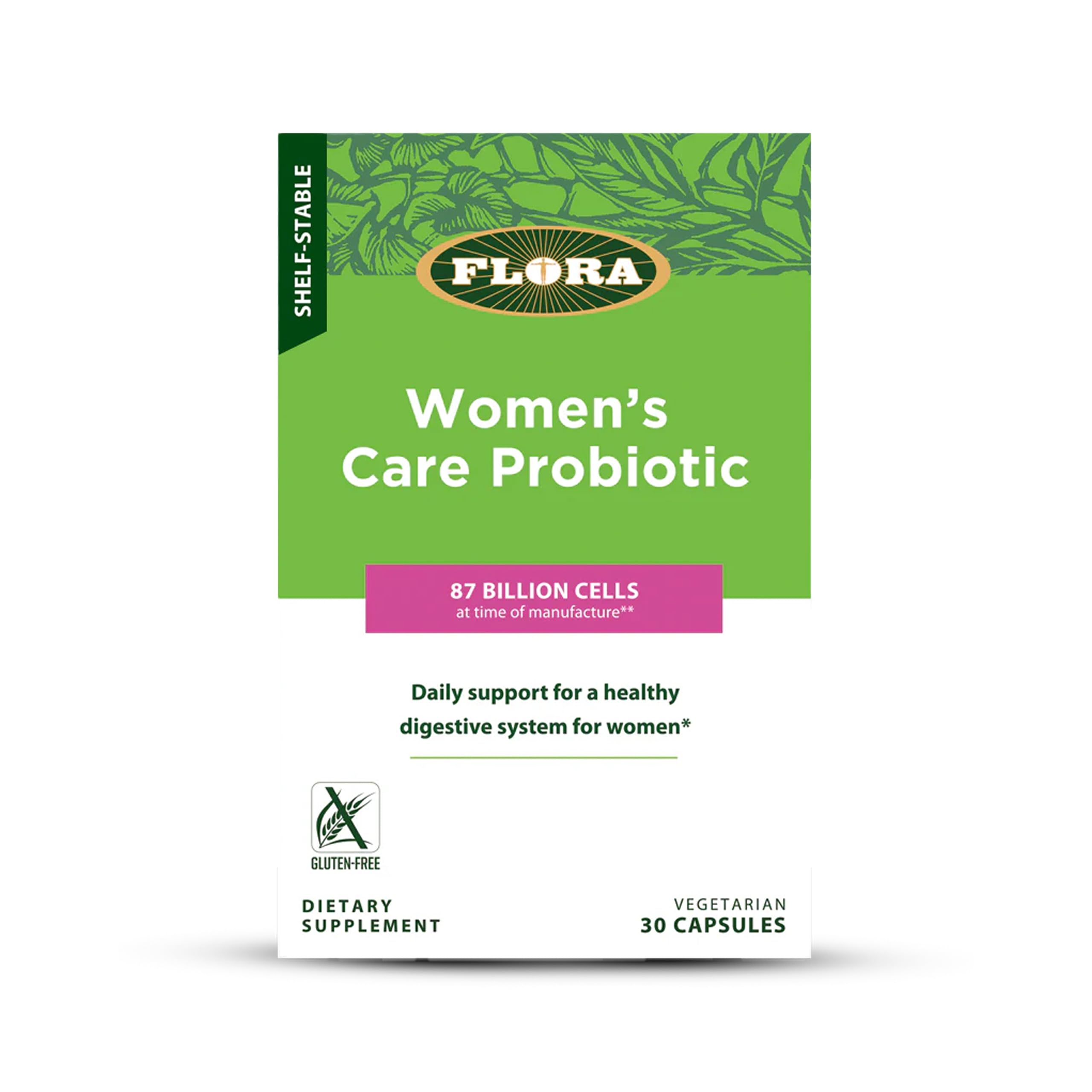 Flora - Women's Care Probiotic - 87 Billion Cells - Supports Vaginal & Digestive Health - Contains Lactobacillus Acidophilus & More - Gluten-Free & Non-GMO - 30 Vegetarian Capsules