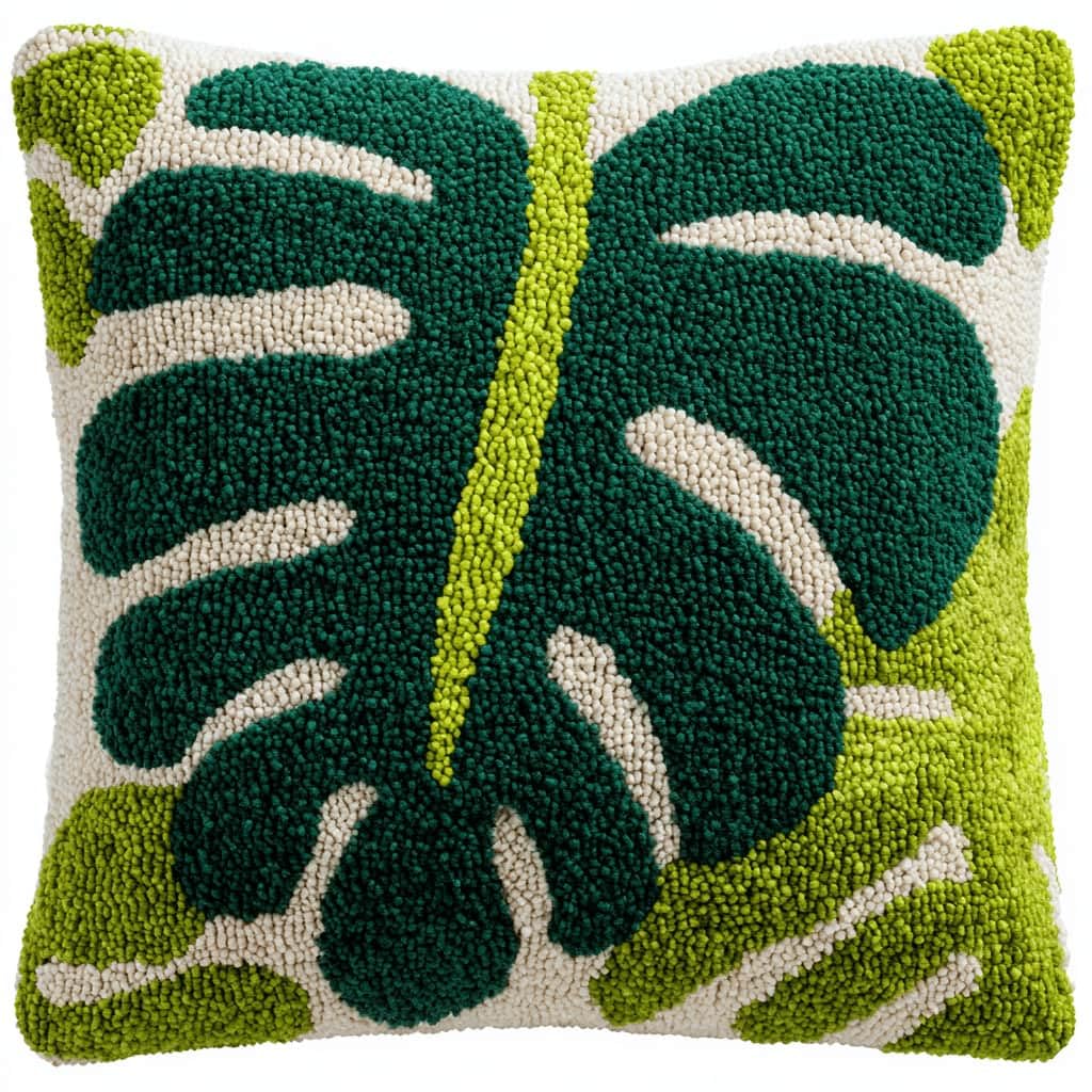 Kitquiver Latch Hook Kits Donkey for Adults,Leaf DIY Latch Hook Cushion Kits and Latch Rug Kits Cross-Stitch Embroidery Cushion Cover for Home Sofa Decoration 17X17 in