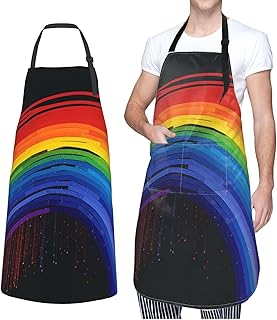 GFLFMXZW Apron for Women Men Waterpoof Aprons Rainbow Adjustable Bib Work Aprons for Dishwashing