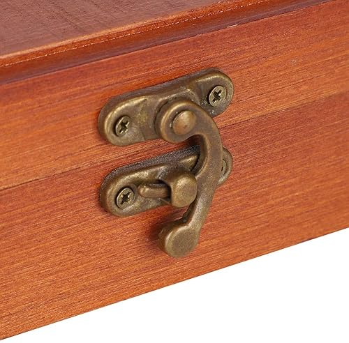 Miniatura 5 de Art Supply - Caja de almacenamiento de madera, pequeña caja de almacenamiento vintage con tapa con bisagras y cerradura para lápices pasteles,