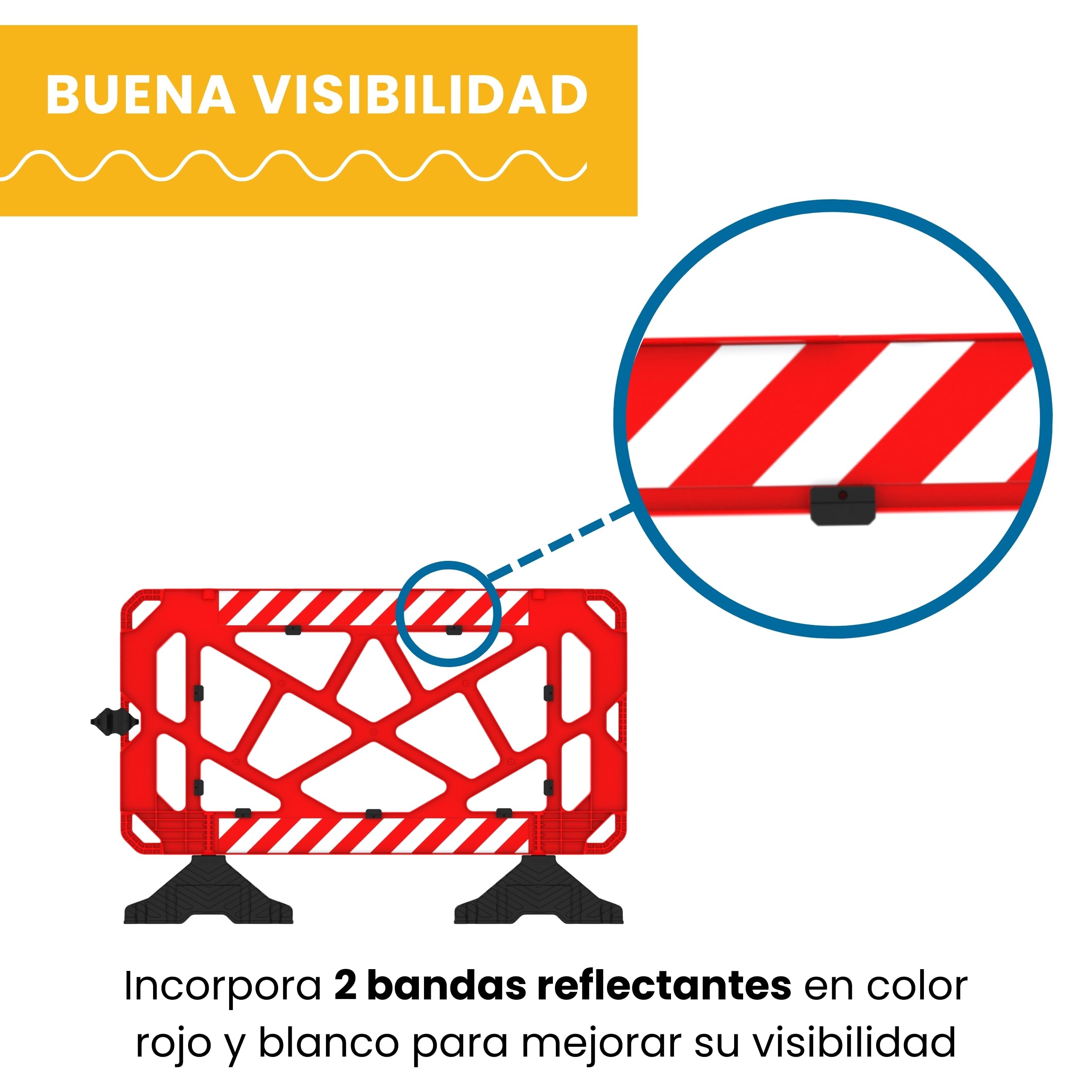 Valla de Obra Peatonal de Plástico 150 cm Rojo 1 Unidad
