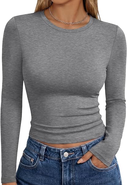 Trendy Queen Womens Long Sleeve T Shirts Fall Fashion Basic Y2K Tops 2026