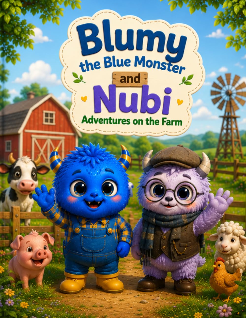 Blumy the Blue Monster and Nubi: Farm Adventures: An Adorable Farm Coloring Book for Kids Ages 4–8 with Cute Animals, Tractors, Barn Fun, and Relaxing ... Pages (Blumy The Blue Monster Series)