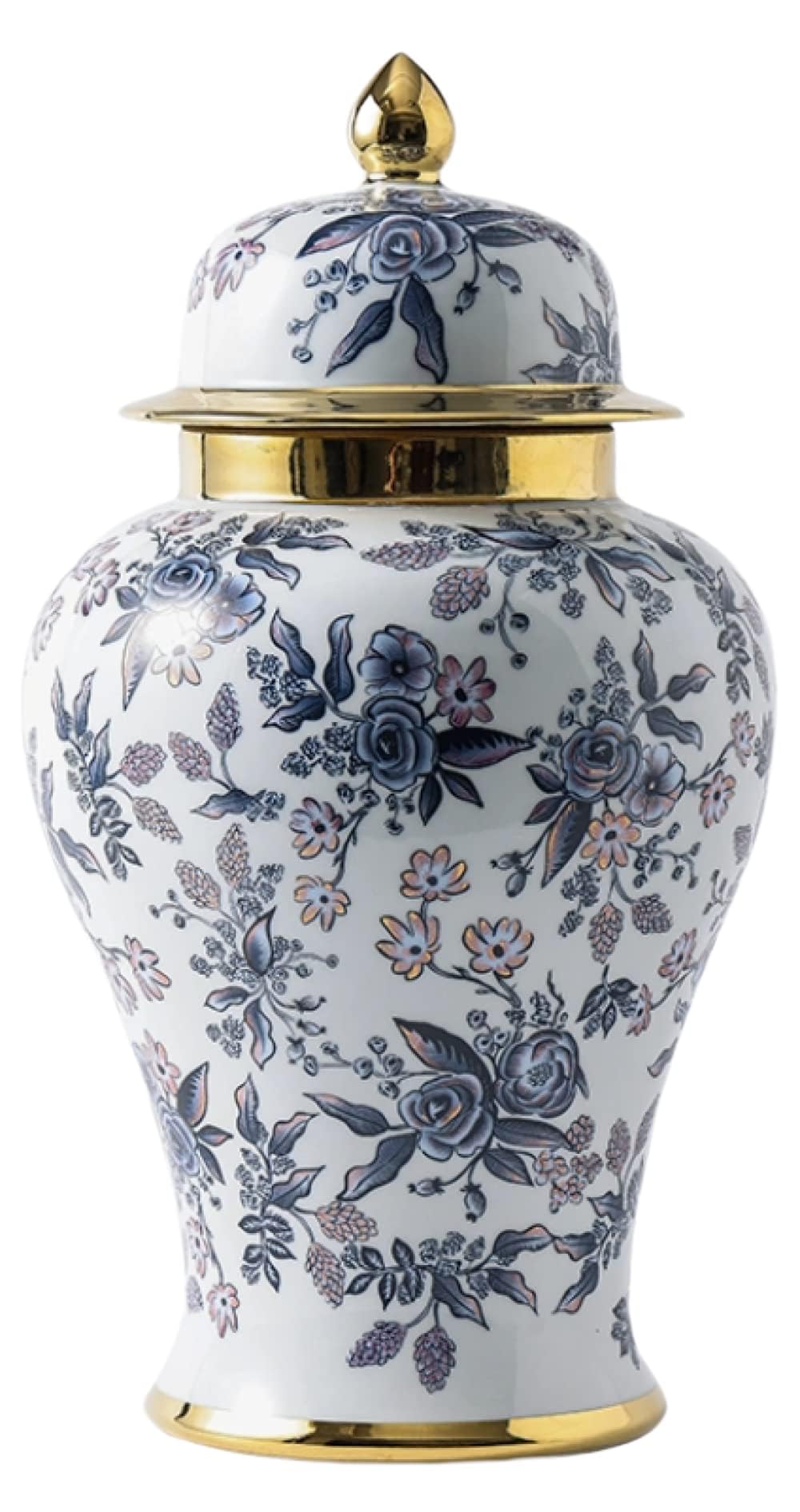 asdchZen Vases Traditional Oriental Style Ceramic Ginger Jar, Antique Ceramic, Storage Vase Flower Pot Office Bedroom Home Decorations -A 37X20Cm,A 37x20cm
