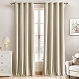 MIULEE Velvet Curtains Beige Elegant Grommet Curtains Thermal Insulated Soundproof Room Darkening Curtains/Drapes for Classical Living Room Bedroom Decor 52 x 84 Inch Set of 2