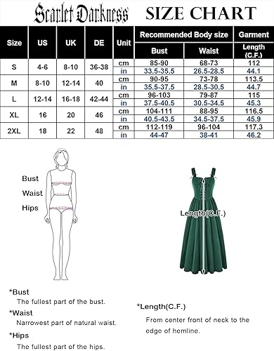SCARLET DARKNESS Renaissance maxi-jurk voor dames, mouwloos, vierkante hals, veters, A-lijn, middeleeuws korset met zakken, Zwart, XL