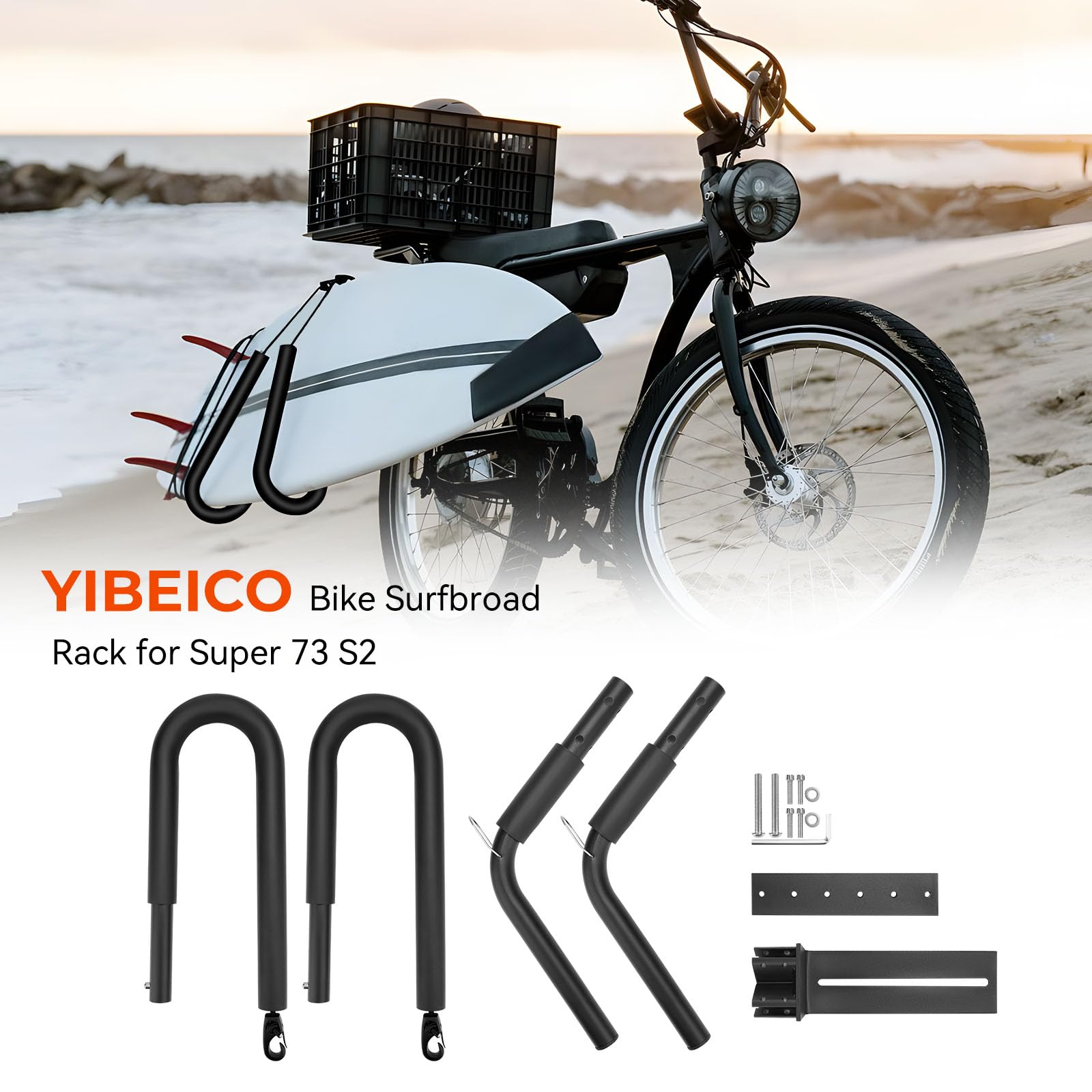 YIBEICO Surfboard Rack for Super 73 S2, Aluminium Surf Shortboard Bracket, Short Boards Carrier Board Holder, Accessories for Super 73