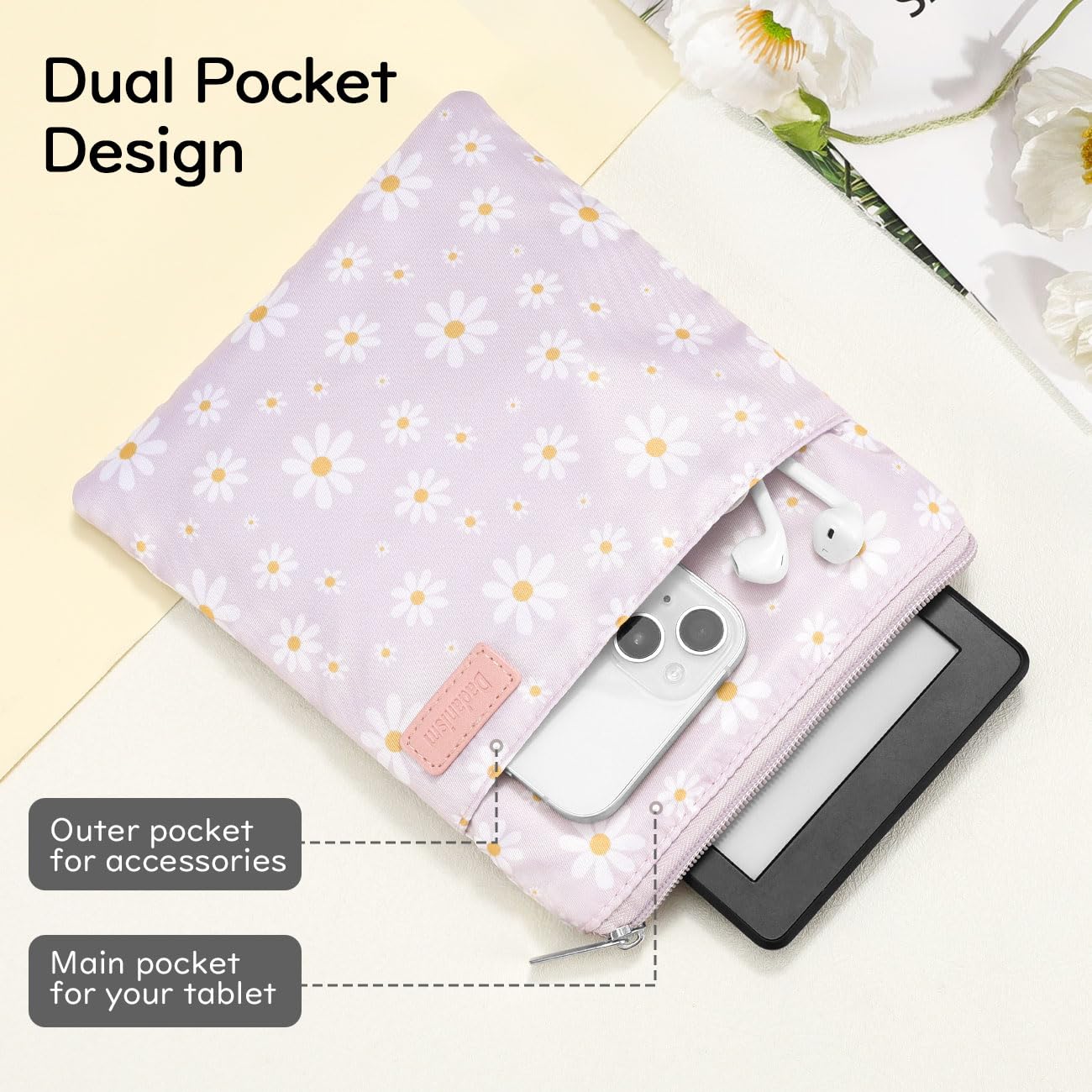 Custodia Protettiva per Tablet 6-7" Rosa Chiaro per Kindle 11ª Gen, Paperwhite 12ª Gen, Colorsoft Signature Edition, Kobo Clara Colour, Oasis