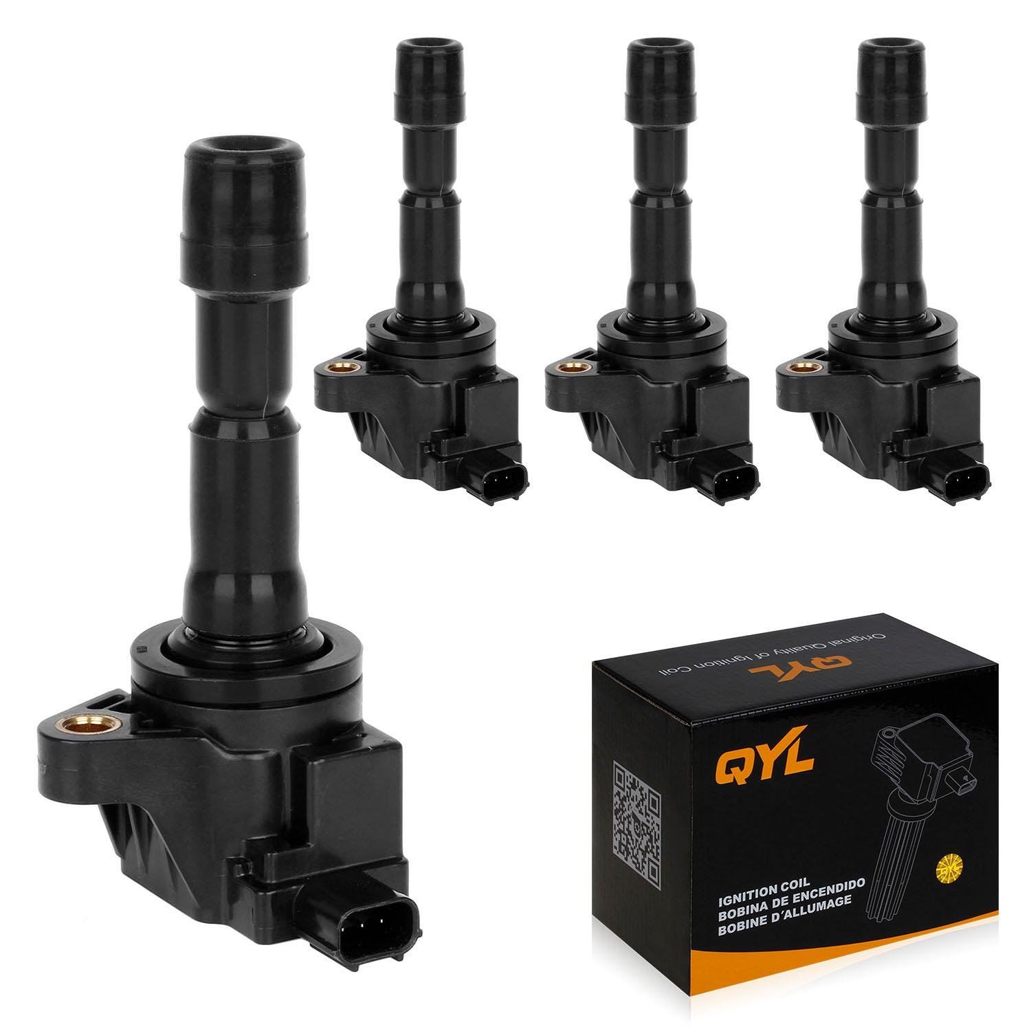QYL 4Pcs Ignition Coil Replacement for Honda Fit 2007 2008 1.5L L4 C1664 30520-RB0-003 UF626