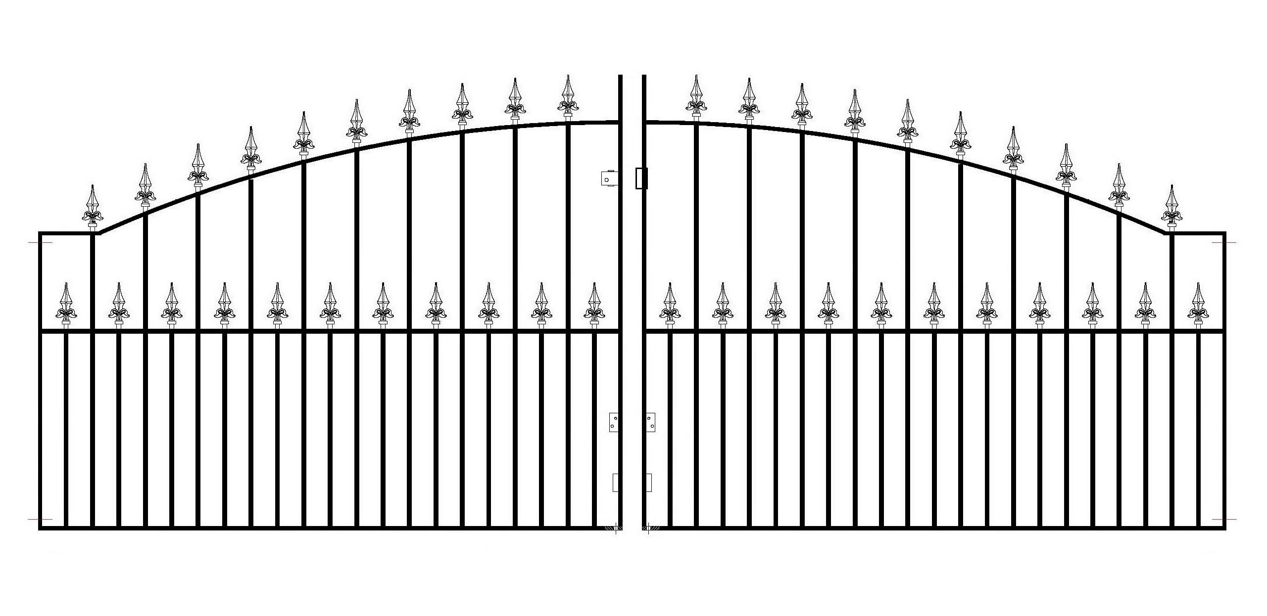 Black Saxon Arched Spear Top Metal Driveway Gates 1245Mm High Galvanised Wrought Iron Dual Swing Gate (3353Mm (11Ft) Gap X 1245Mm High Sazp22)