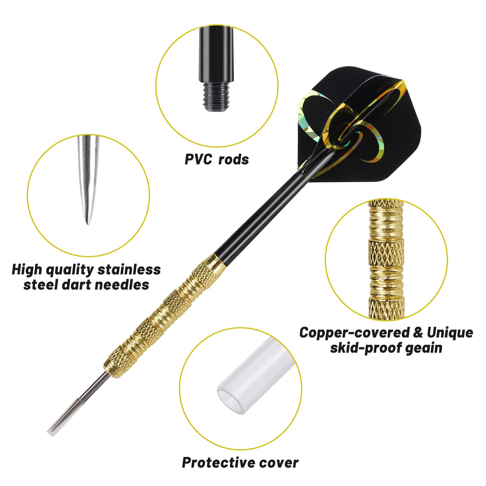 3Pcs Tungsten Darts Professional 23g Tungsten Steel Needle Tip Darts with Case e