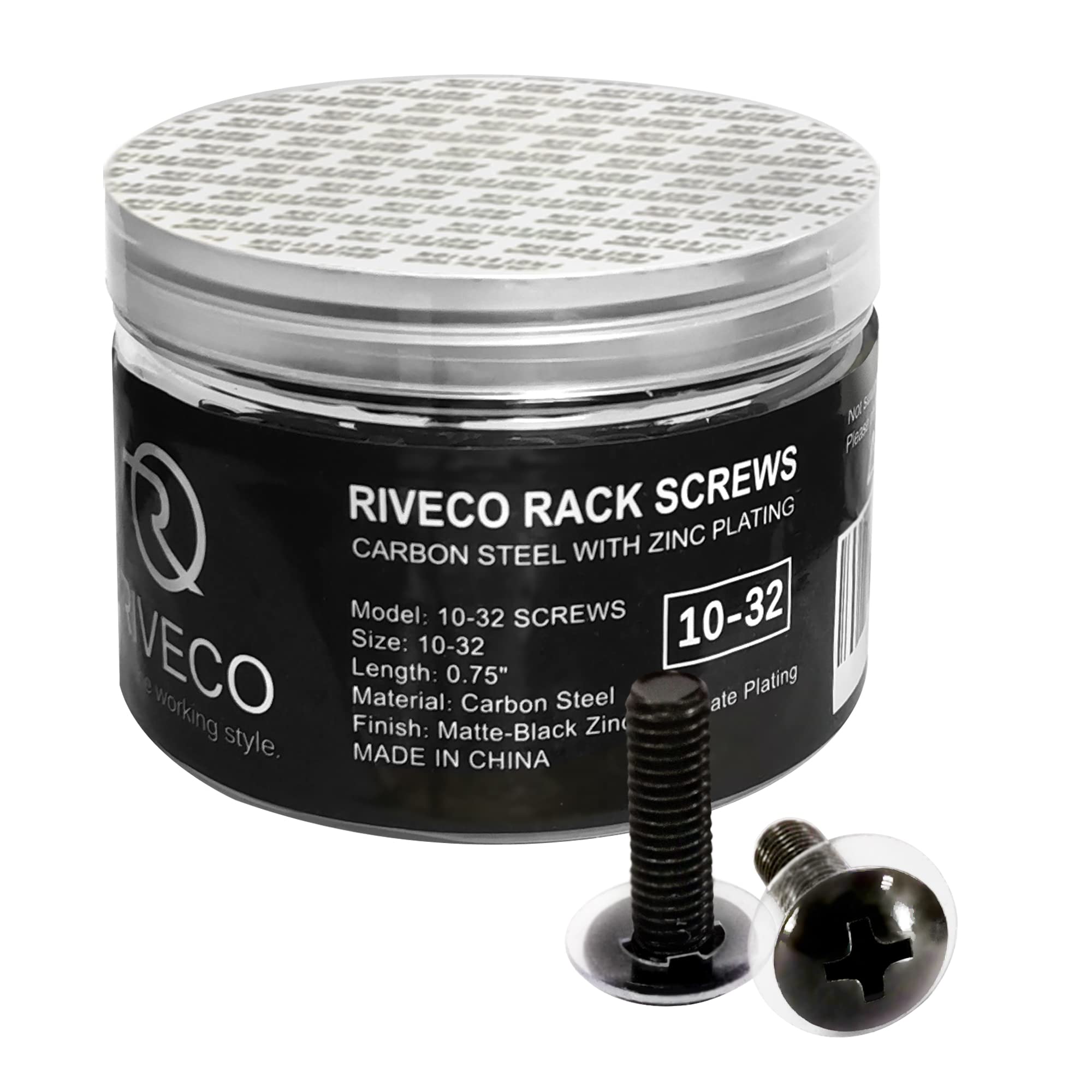 RIVECO 10-32 Rack Screws for Server Cabinets & Racks Mounting Network Equipment 100 Pieces Black-image-30