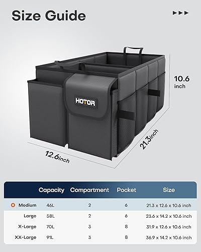 Vista 35 de HOTOR Organizador plegable para maletero, compatible con SUV y sedán, 3 compartimentos, negro, 31.9 x 12.6 x 10.6 pulgadas, organización