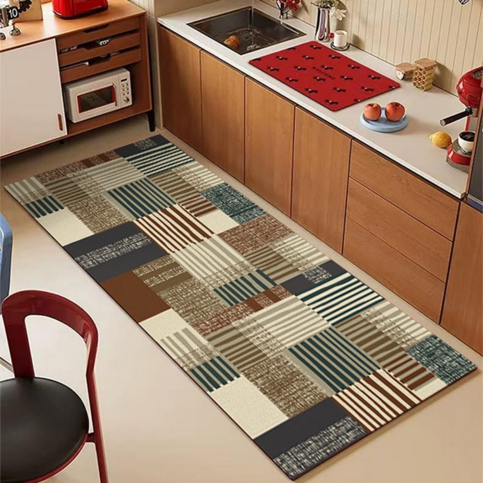 Tappeto Cucina 50X80Cm+50X60Cm Verde Grigiastro Moderni Tappetini Da Cucina 2 Pezzi,Antiscivolo Impermeabile Tappeti Da Cucine,Lavabile, Adatto Per Corridoi, Cucine, Bagni