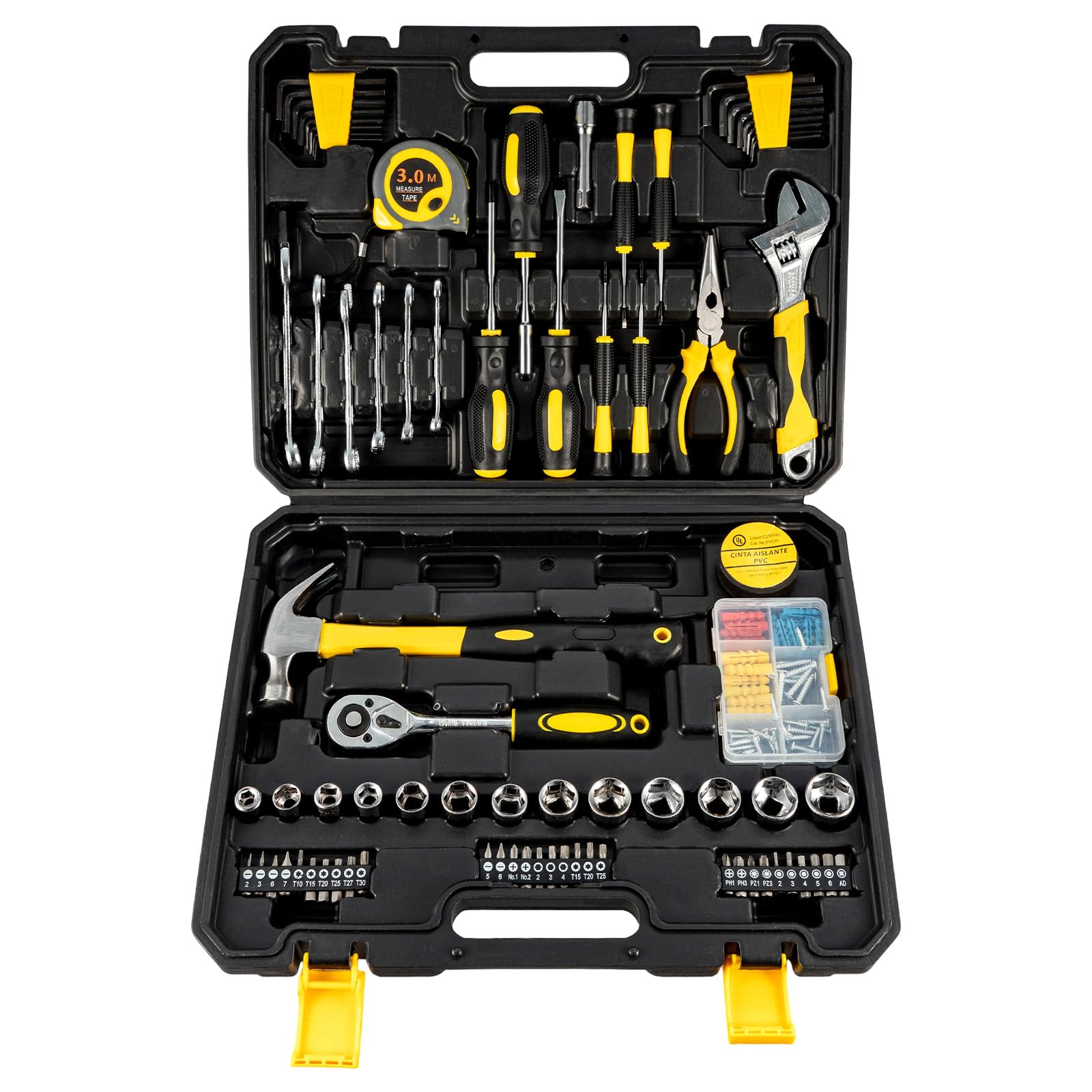 SUNNYNEST 107 Piece Tool Set for DIY & Home Repair Motorbike Car Vehicle Toolbox with Wrench Screwdriver Hex Key & Tool Box Case