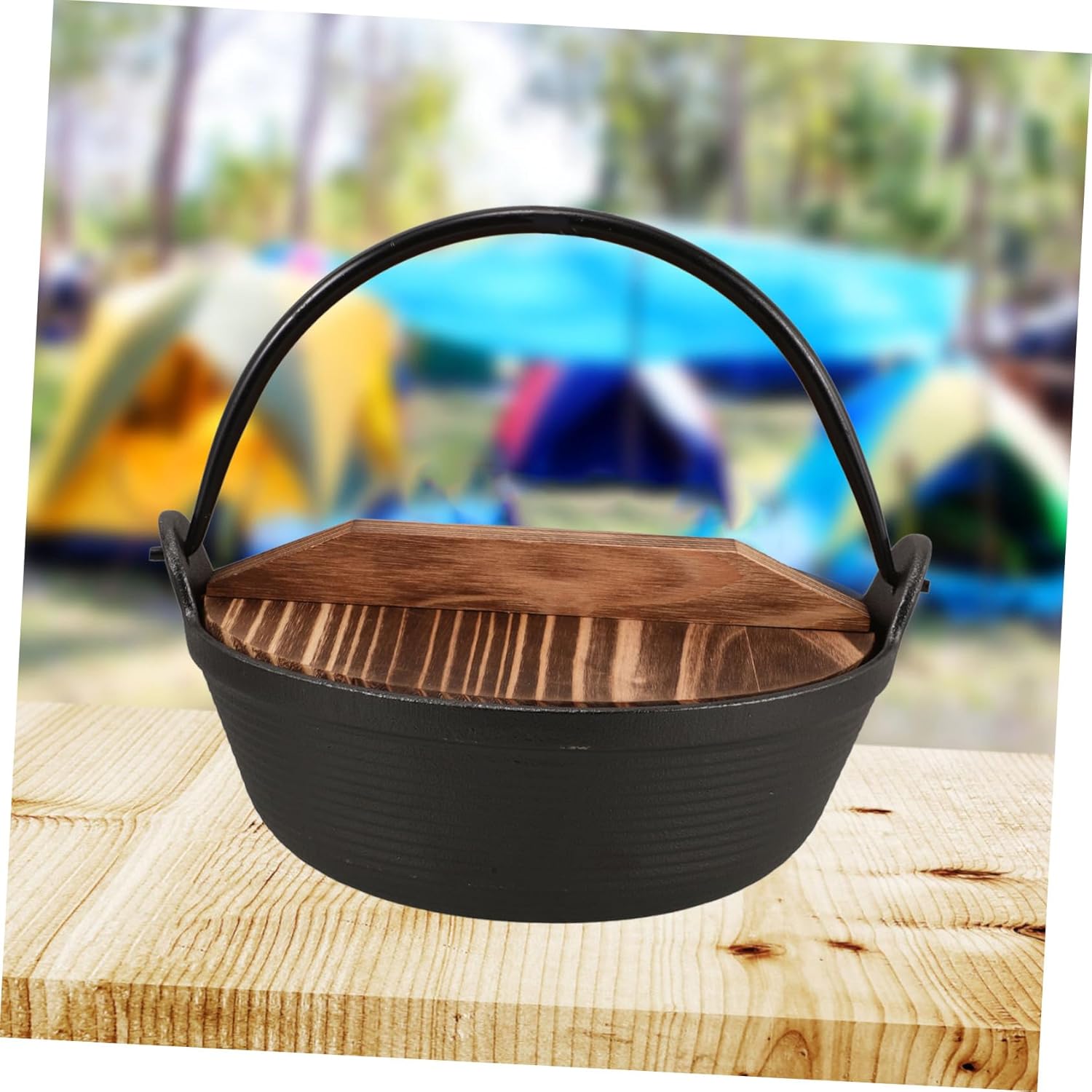 1set Cast Iron Camping Pot with Hanging Design Japanese Style Outdoor Cookware for Family Meals for Campfire Cooking and Picnics High-Temperature Resistant