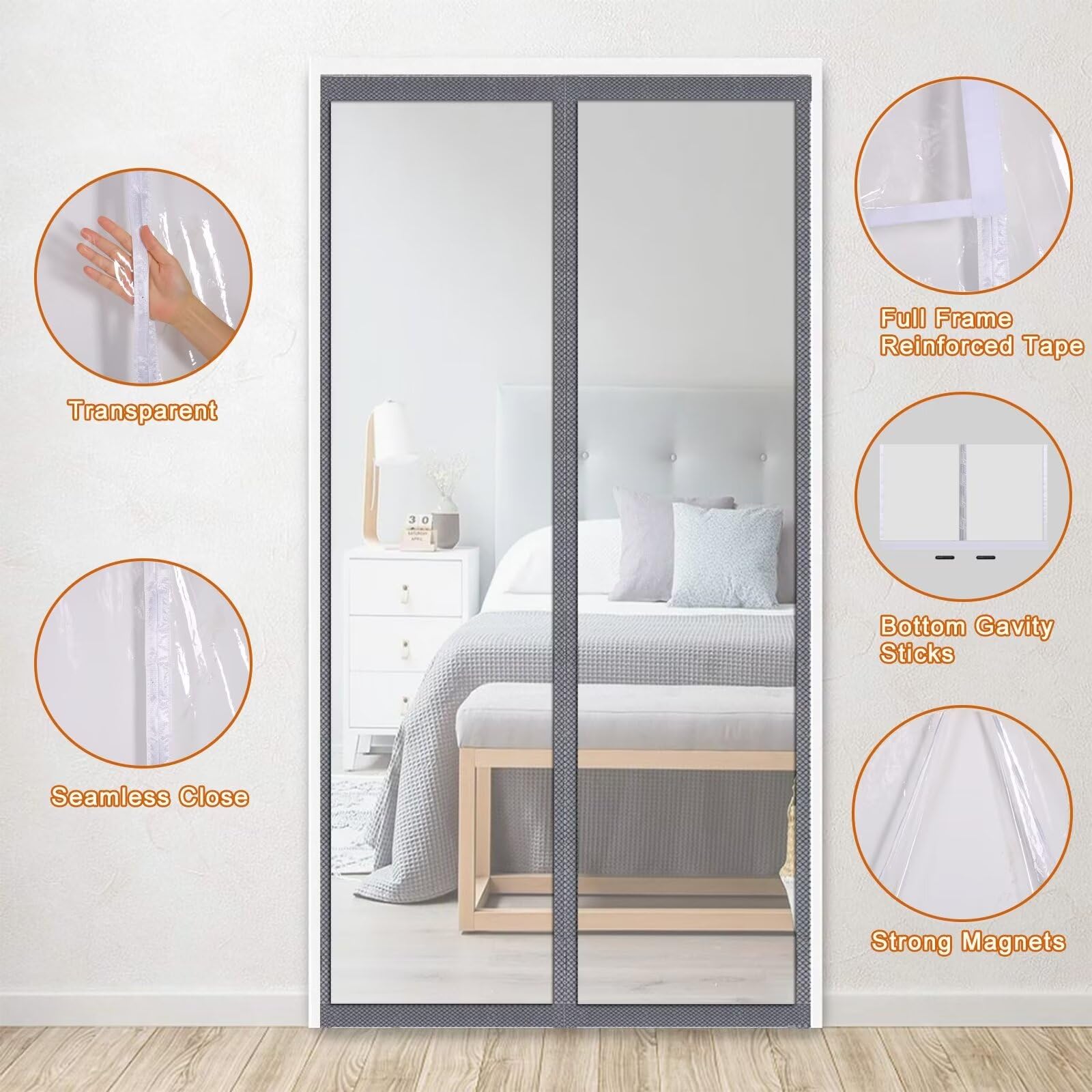 Transparent Magnet Wärmeschutzvorhang Tür 130x220cm,Thermo Türvorhang,Isolier Schutz Vorhang,Selbstschließend,Haustierfreundlich,Wasserdicht, Winddicht,Stromsparen