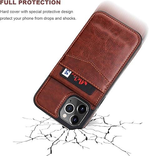 Miniatura 6 de KIHUWEY Funda compatible con iPhone 12 Pro Max con soporte para tarjeta de crédito, cierre magnético de cuero de alta calidad, resistente funda