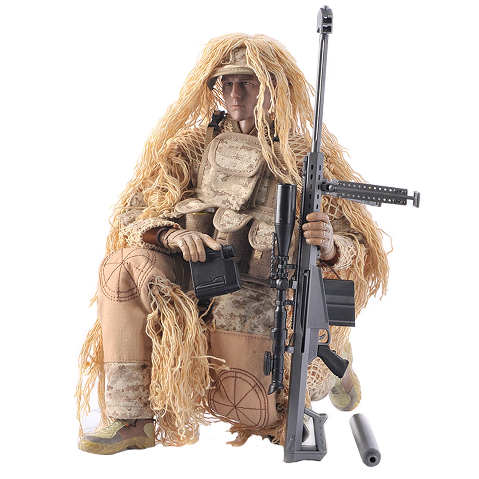 Scakbyer Military Soldier Action Figures Set, 12 Inch 1/6 Scale Action Figures Set with Weapons and Clothes Accessories - Type K - Desert Sniper Soldier