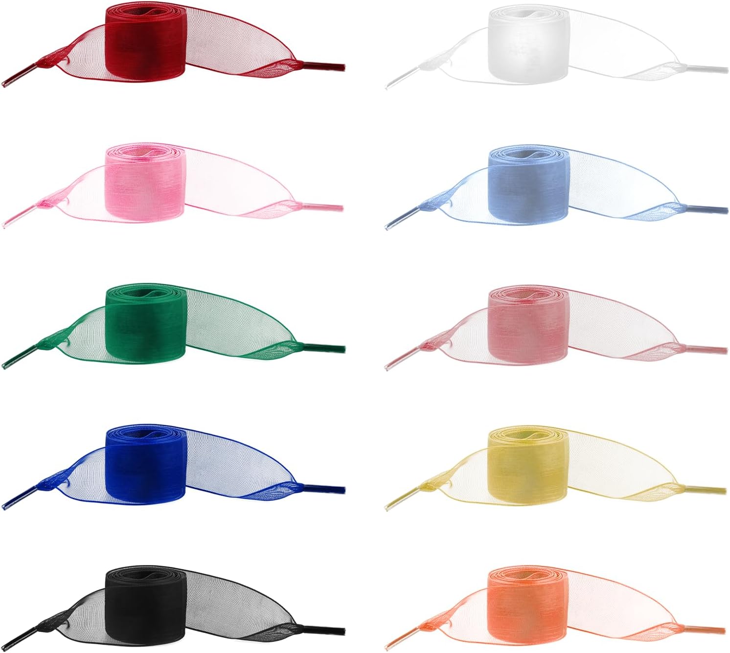 COMNICO10 Pairs Shoe Laces, Soft Silk Satin Shoelaces Snow Yarn Fashion Ribbon Shoestrings Flat Wide Colorful Shoe Ties for Women Girls Lady Sneaker(10 Colors)