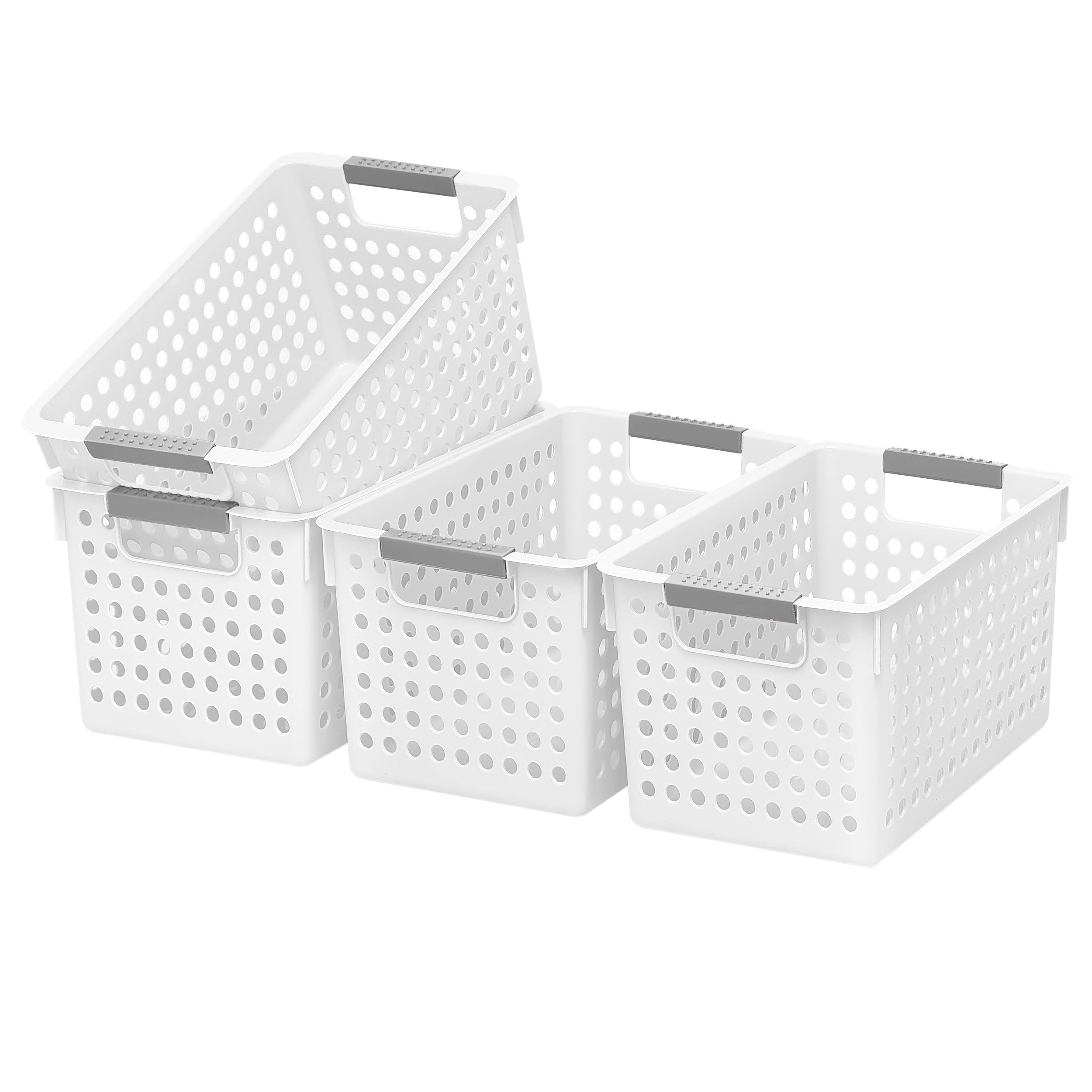 Bac de rangement de cuisine et salle de bain petit format avec poignées pour étagère