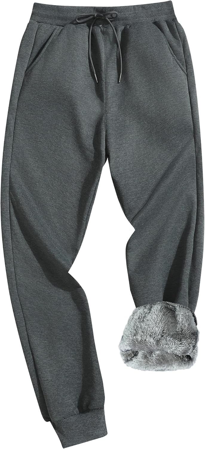 MACHLAB Men's Winter Fleece Joggers Pants Sherpa Lined Sweatpants Warm Thick Track Pants