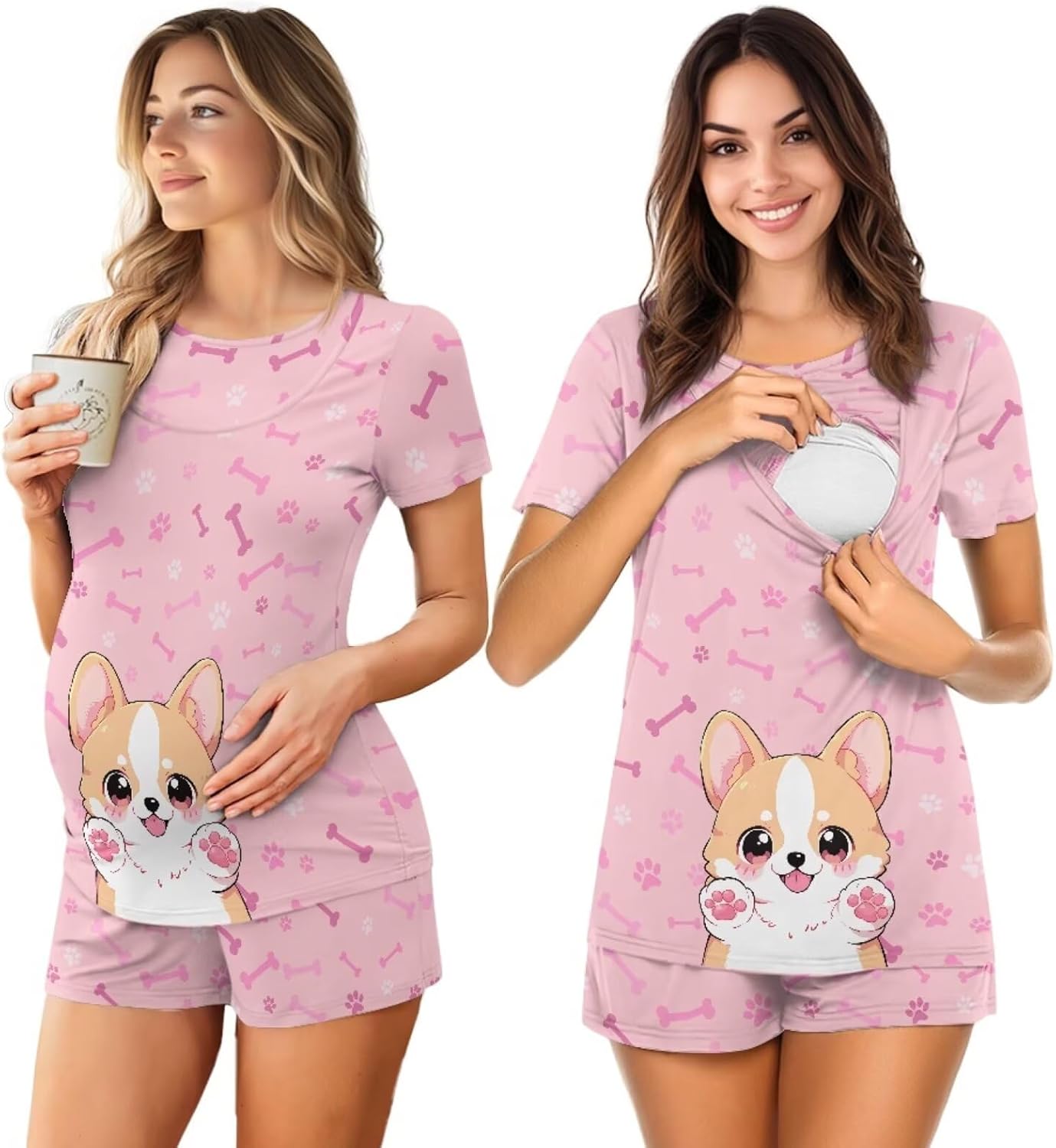 Nursing Pajamas for Women Breastfeeding Sleepwear Soft 2 Piece Postpartum Lounge Sets